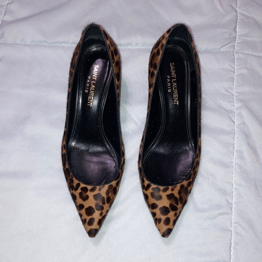 Saint Laurent Leopard Print Heels Size 36.5